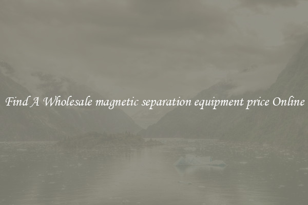 Find A Wholesale magnetic separation equipment price Online