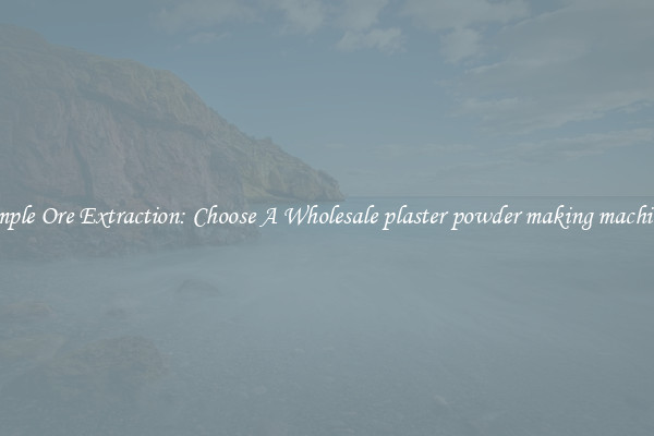 Simple Ore Extraction: Choose A Wholesale plaster powder making machines