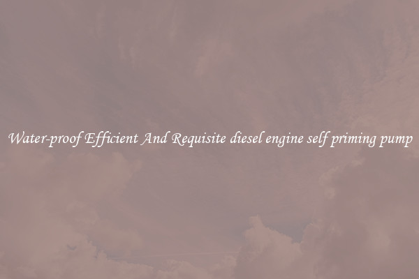Water-proof Efficient And Requisite diesel engine self priming pump